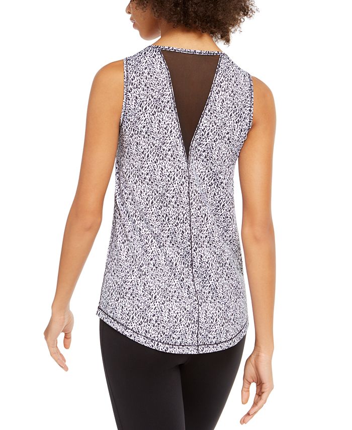 Ideology Womens Leopard-print Mesh-back Tank Top