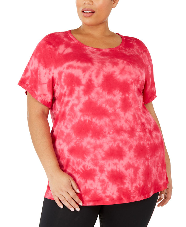 Ideology Womens Plus Size Tie-dyed Keyhole Top