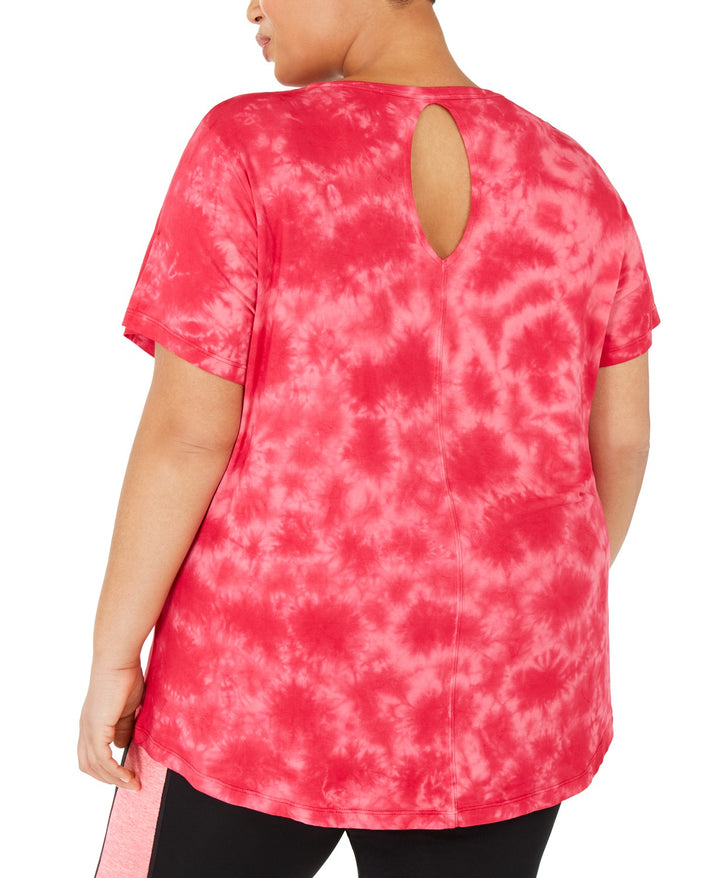 Ideology Womens Plus Size Tie-dyed Keyhole Top