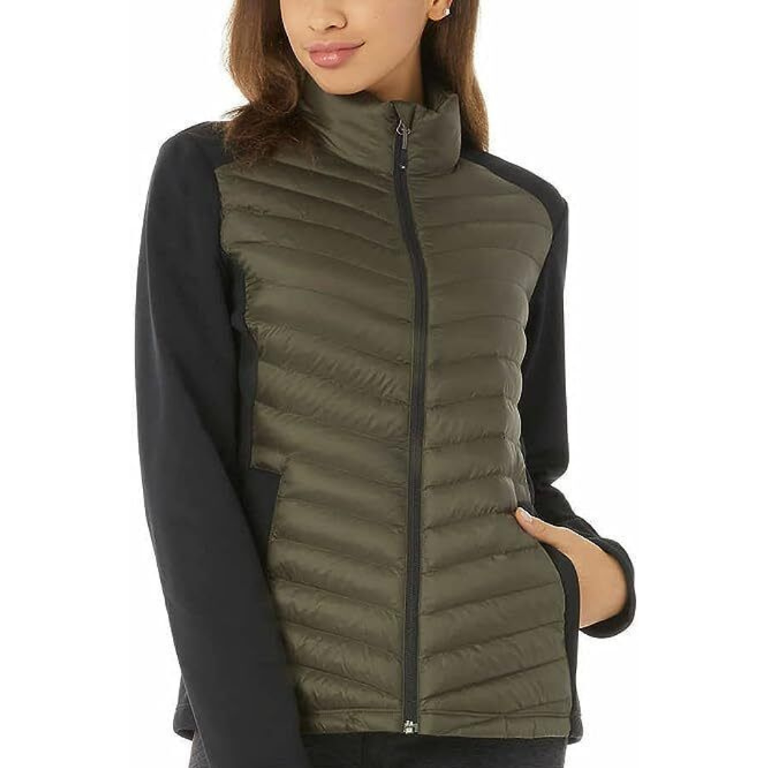 32 DEGREES Womens Zippered Hand Pockets Mixed Media Jacket