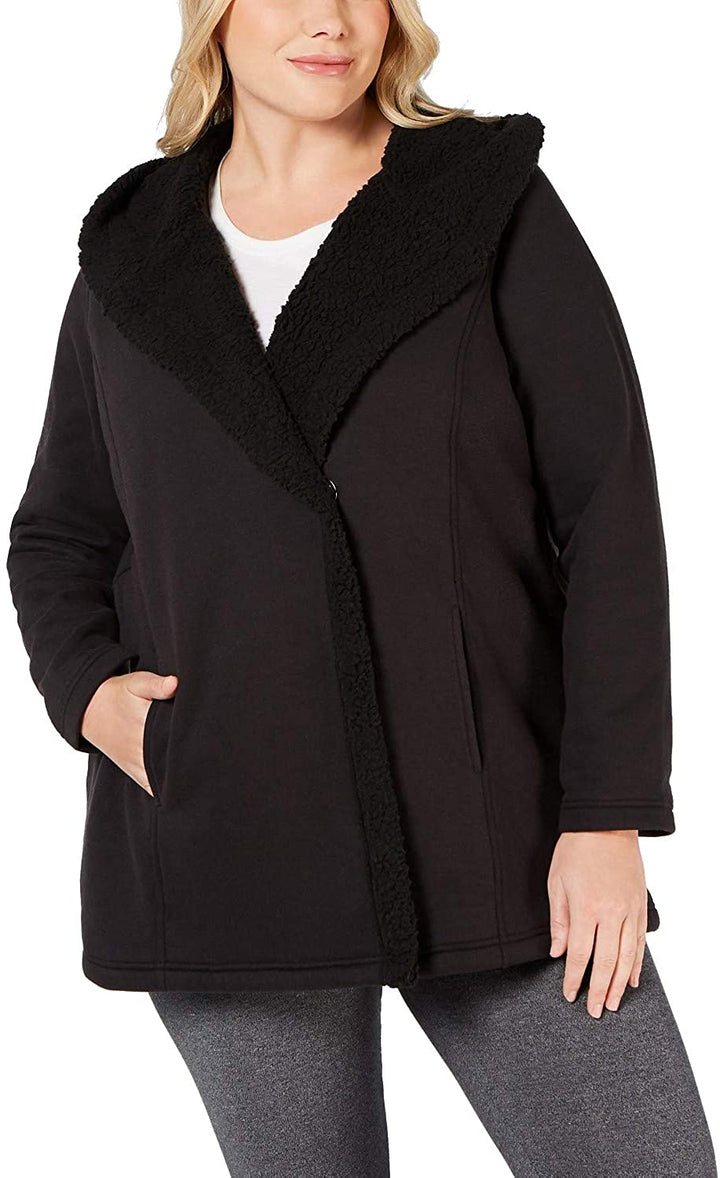 Ideology Womens Fleece-Lined Hooded Jacket