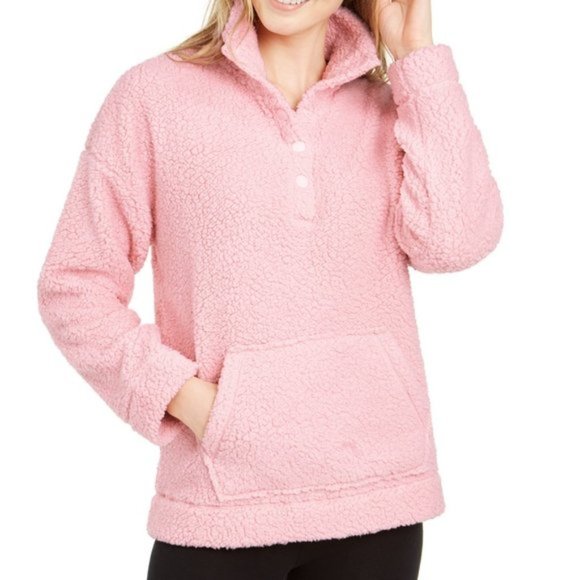 Jenni Womens Faux Sherpa Cozy Pullover