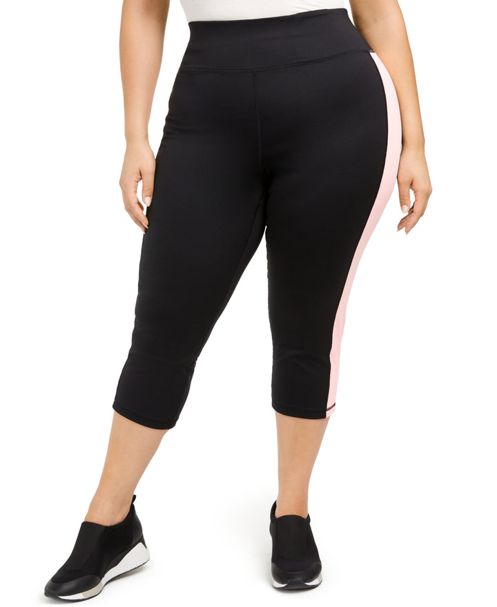 Ideology Womens Plus Size Colorblocked Cropped Leggings