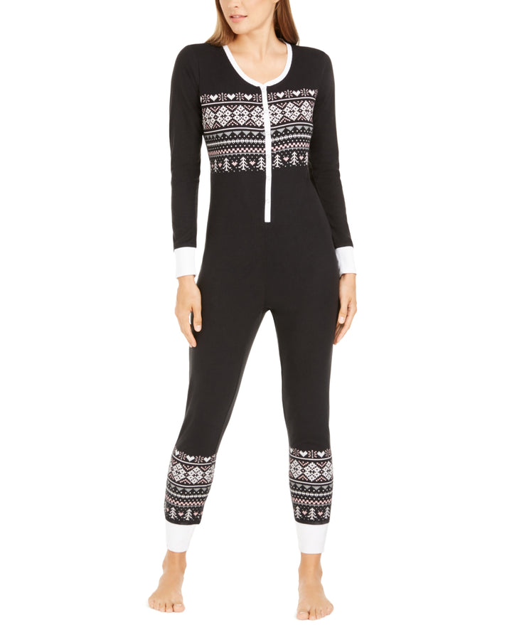 Jenni Womens Printed Thermal One Piece Pajama