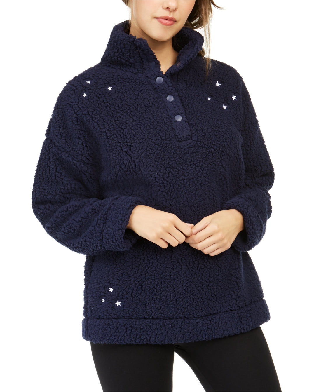 Jenni Womens Faux Sherpa Cozy Pullover