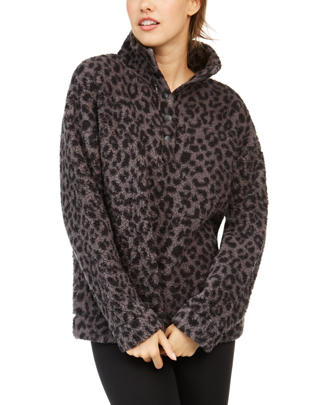 Jenni Womens Faux Sherpa Cozy Pullover