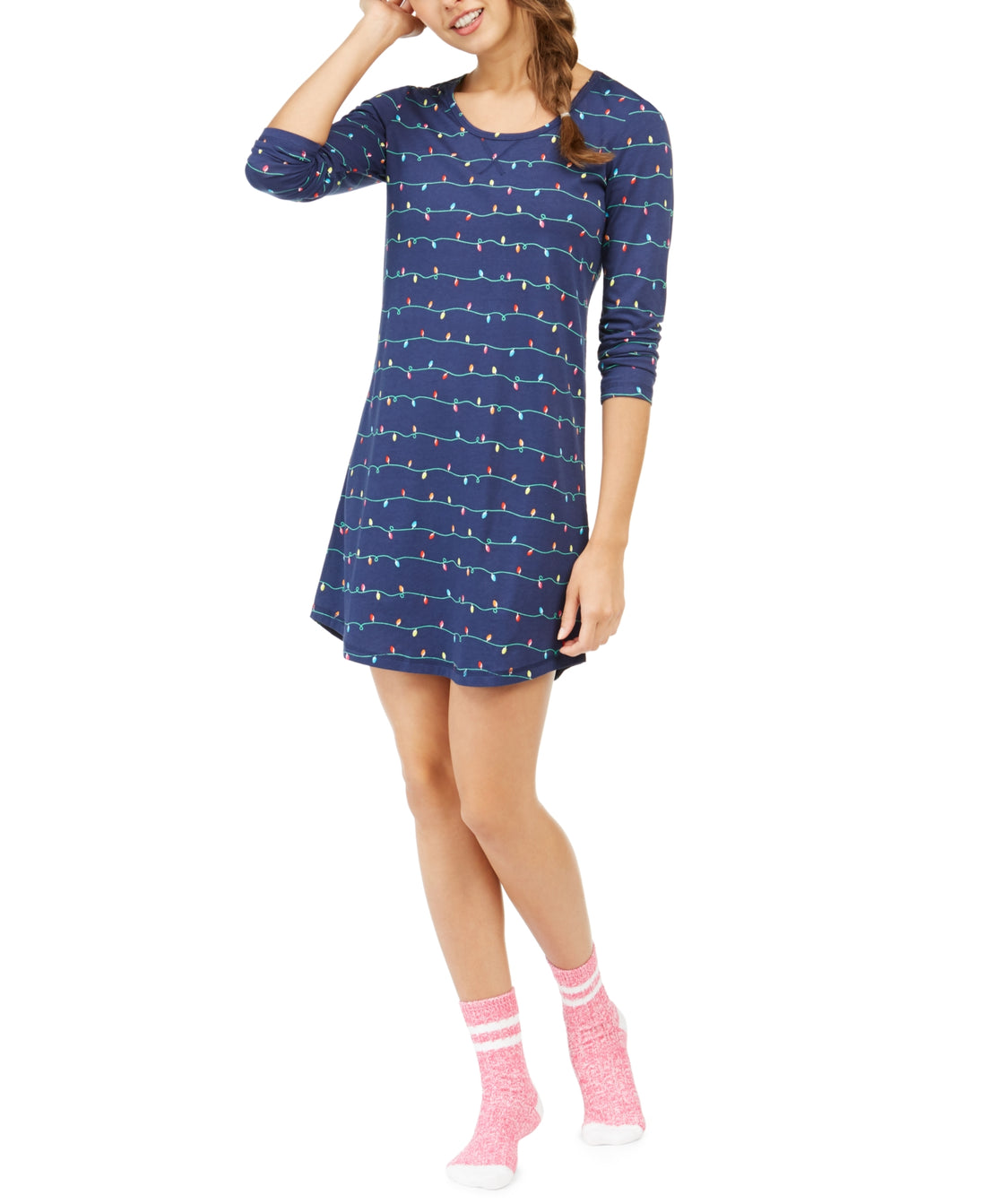 Jenni Womens Printed Sleepshirt And Sock Set