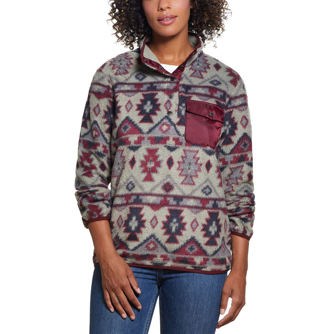 Weatherproof Vintage Womens Printed Fleece Pullover