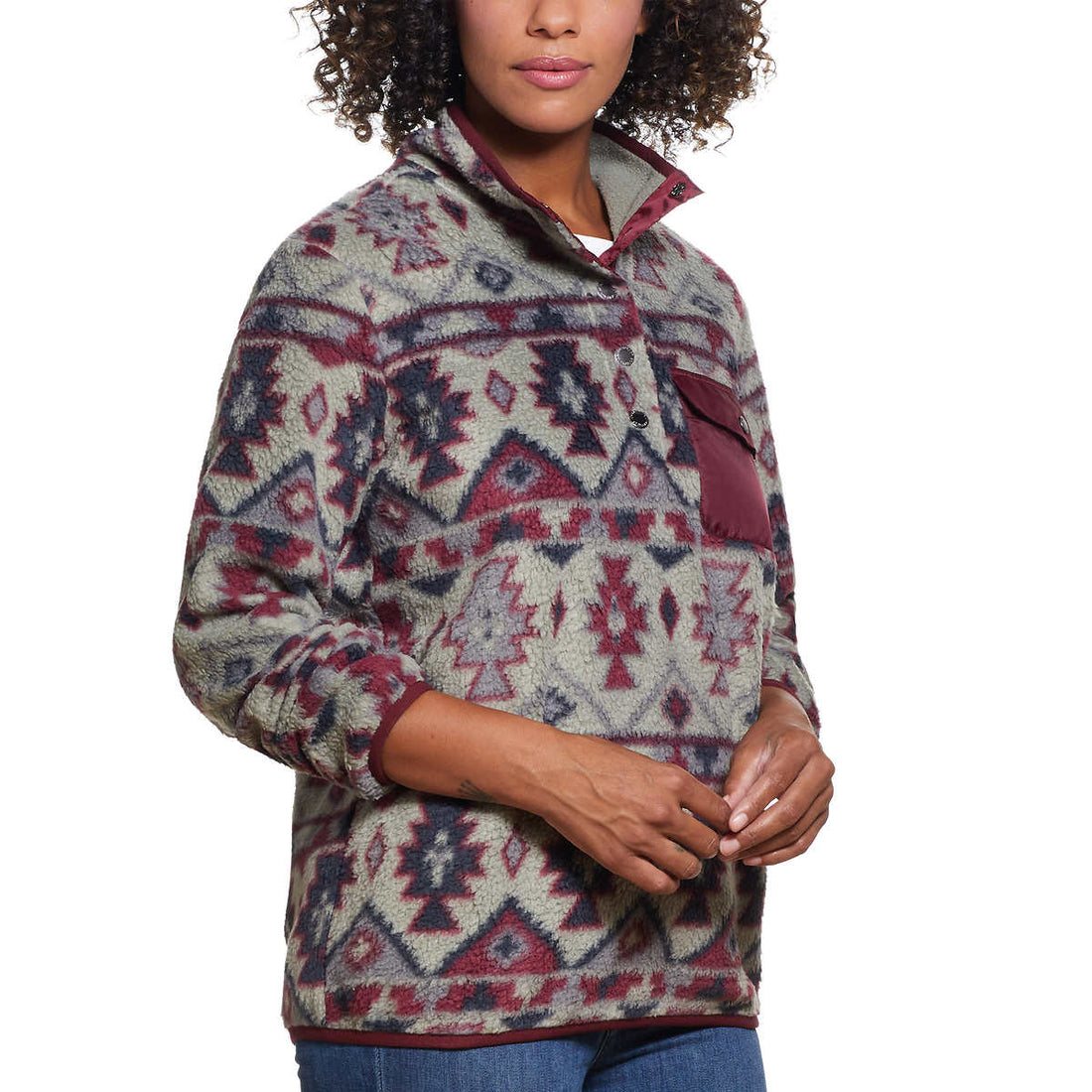 Weatherproof Vintage Womens Printed Fleece Pullover