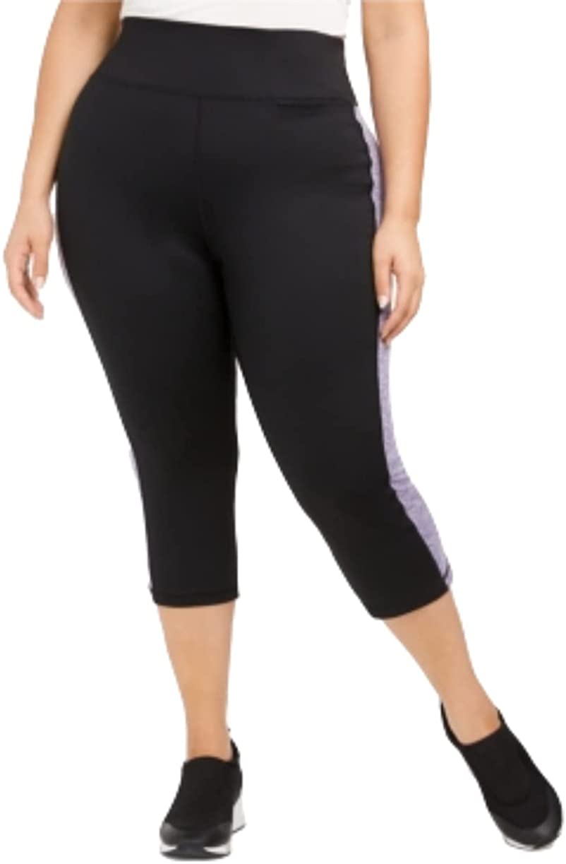 Ideology Womens Plus Size Colorblocked Cropped Leggings