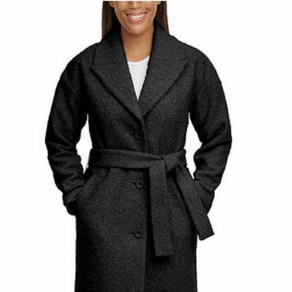 Kenneth Cole Womens Boucle Wrap Coat