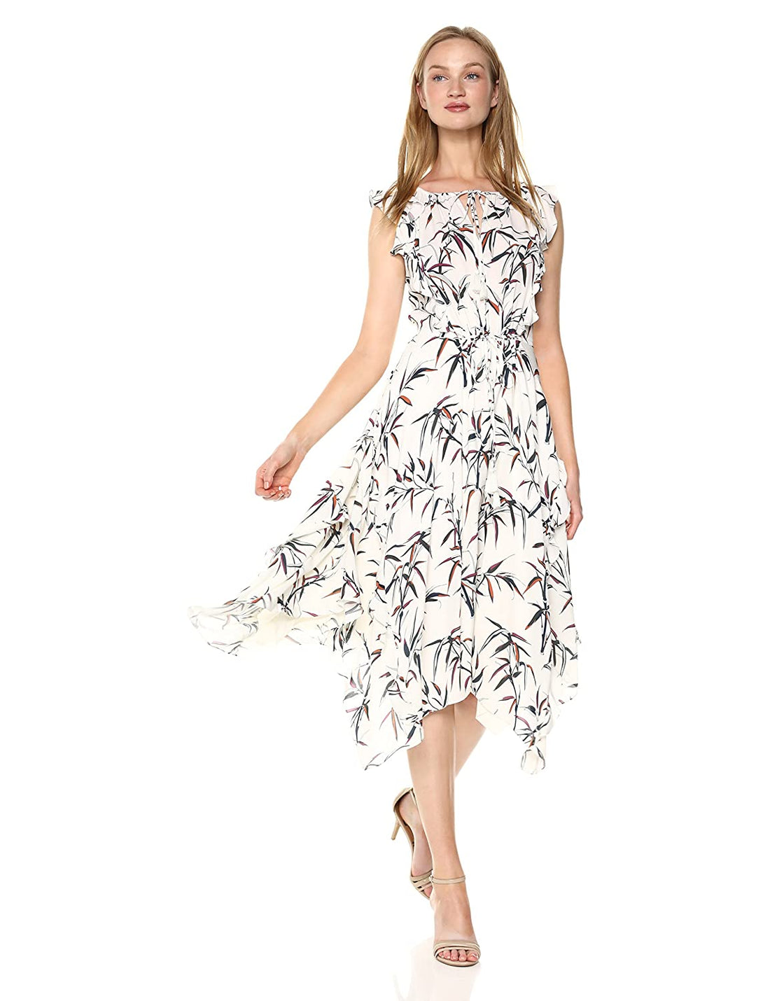 Rachel Zoe Womens Pippa Printed Asymmetrical Midi Dress