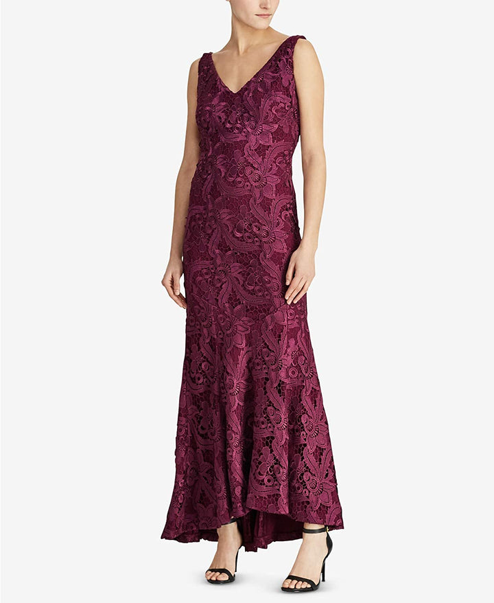 LAUREN RALPH LAUREN Womens Floral Lace Gown