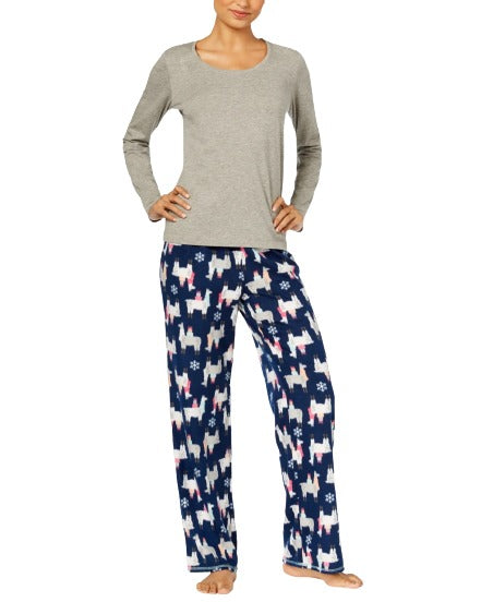 Jenni by Jennifer Moore Womens Sleepwear Printed Fleece Pajama Set