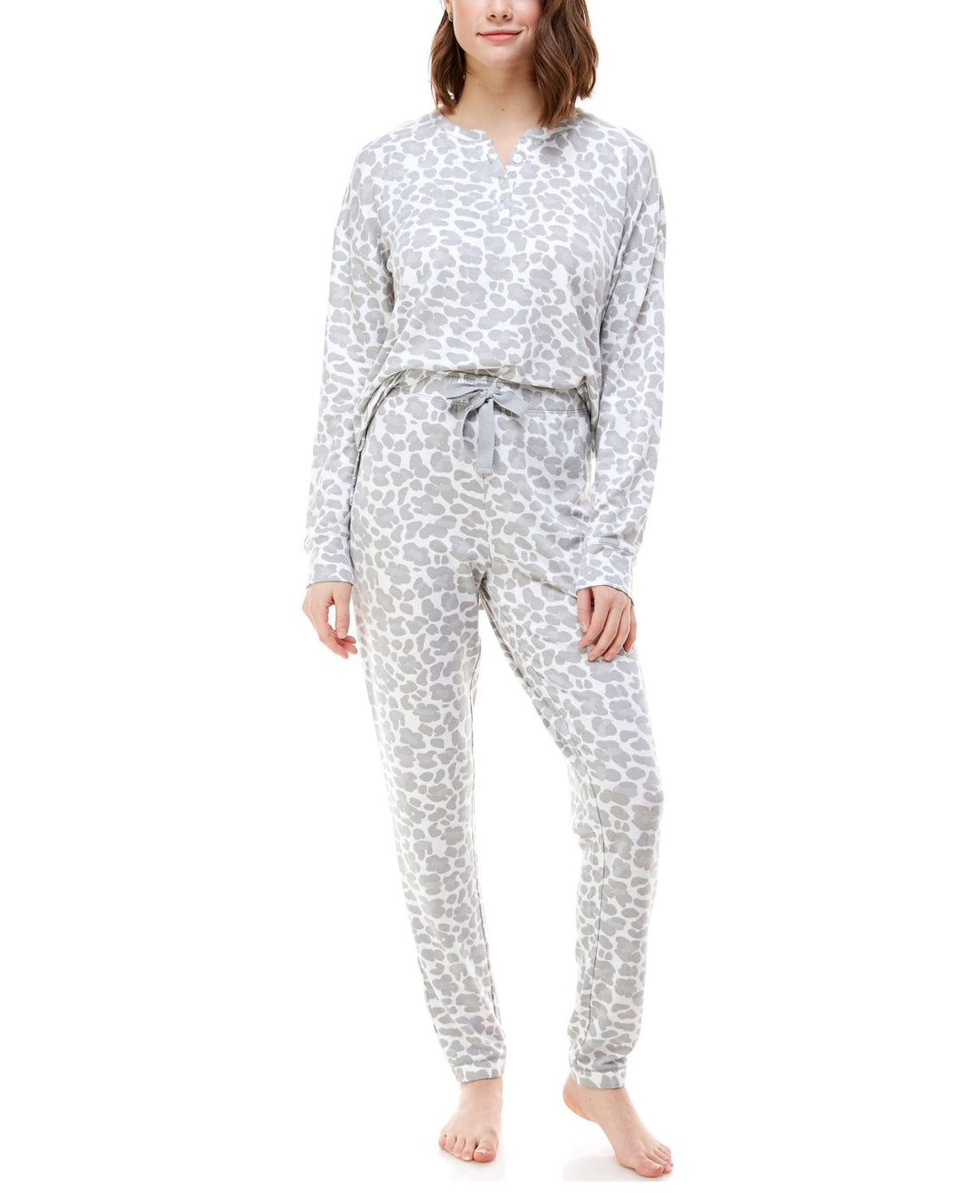 Roudelain Womens Butter Knit Printed Henley & Pants Loungewear Set