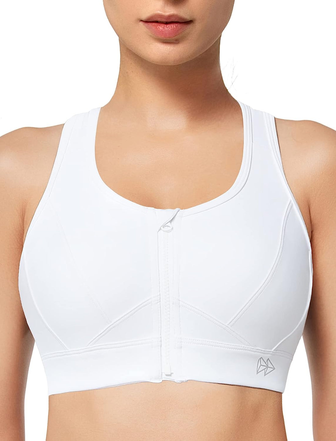 Yvette Womens Zipper Front Sports Bra