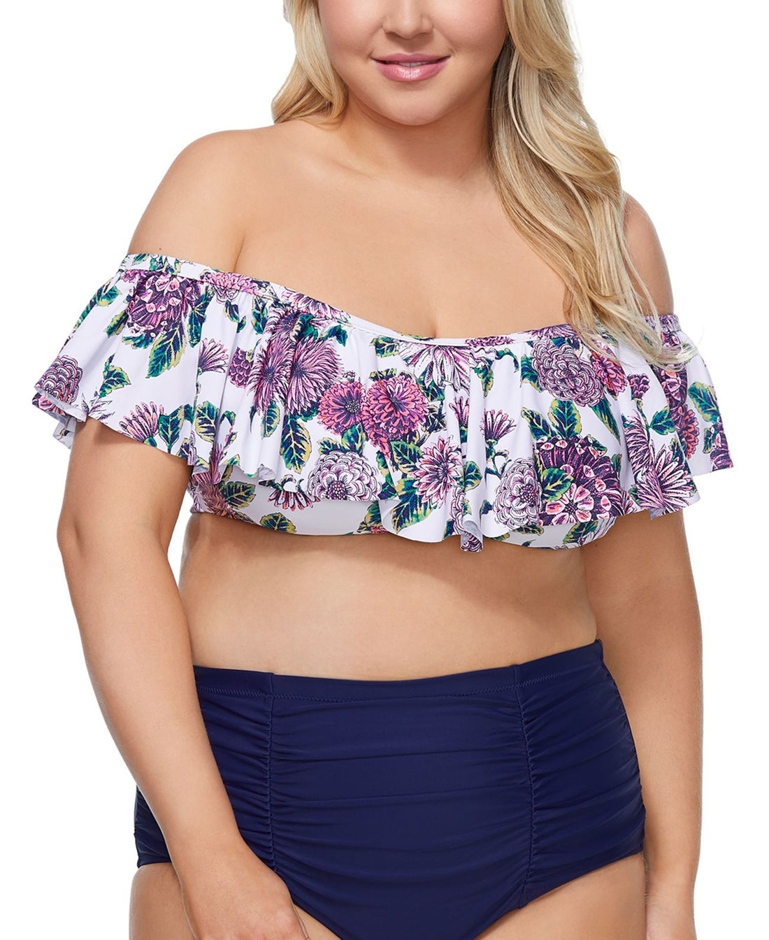 Raisins Curve Womens Trendy Flounce Bikini Top