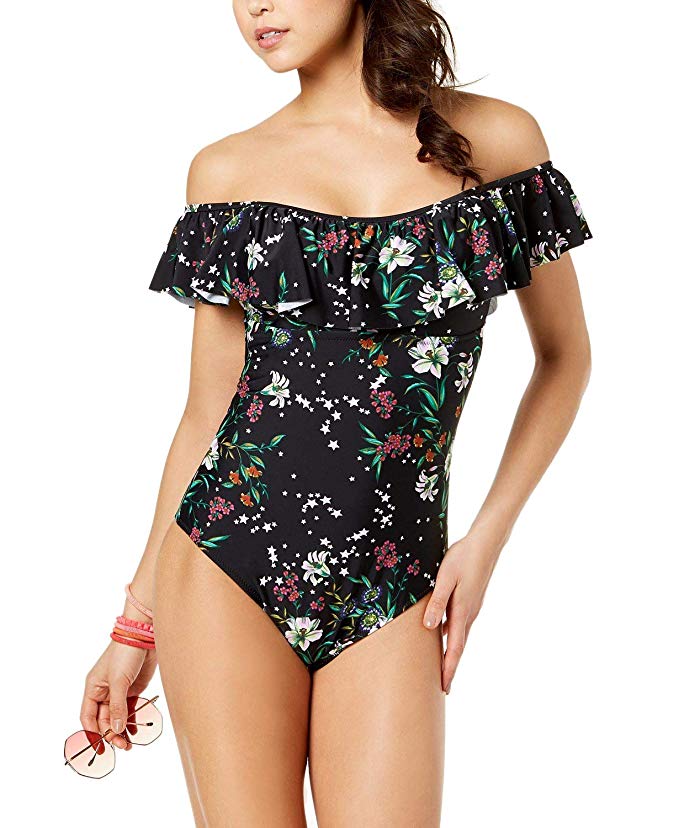 Raisins Curve Womens Off The Shoulder Cheeky One Piece Swimsuit Size L