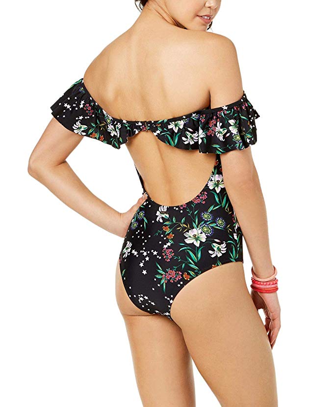 Raisins Curve Womens Off The Shoulder Cheeky One Piece Swimsuit Size L