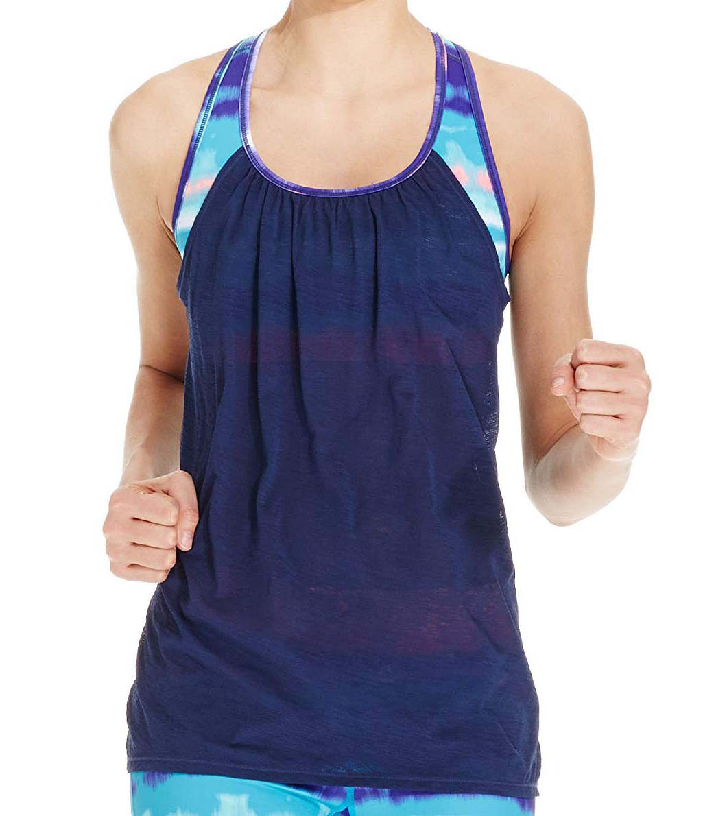 Ideology Womens Sports Layered Look Tank Top