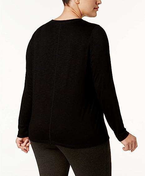 allbrand365 designer Womens Activewear Plus Size Soft Knotted Long Sleeves Athletic Top