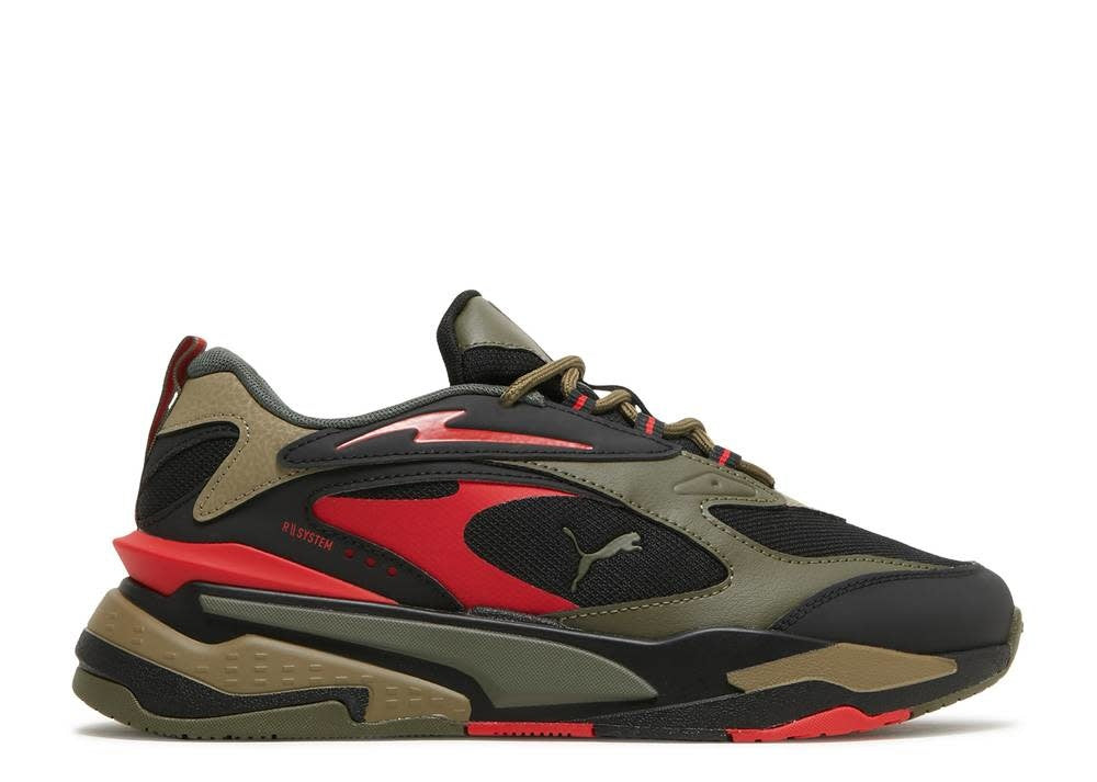 PUMA Big Kids RS-Fast Tipoff Black Green Risk Red Size 5.5Y