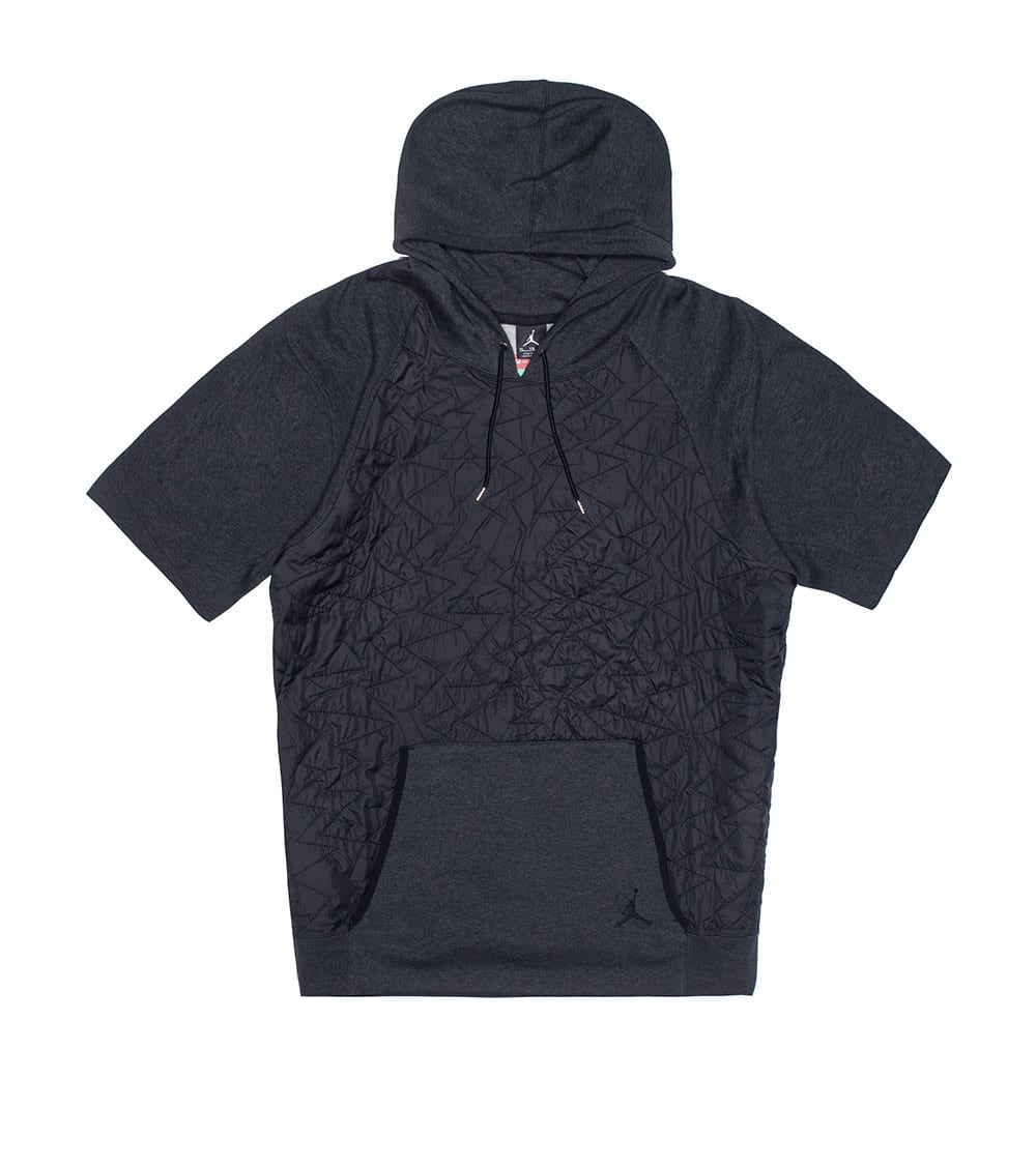 Jordan Mens Pullover Short Sleeves Quilted Fleece Hoodie