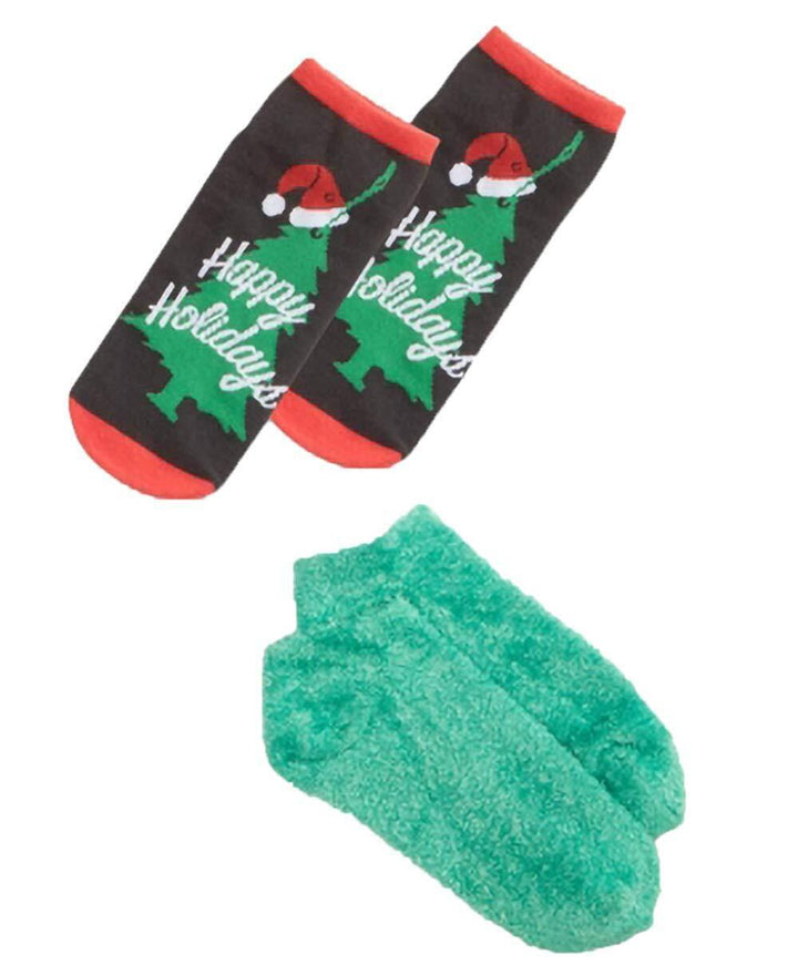 HUE Womens Ultra Comfy Ankle Socks Gift Box Set 1 Pair,One Size,Black/Green