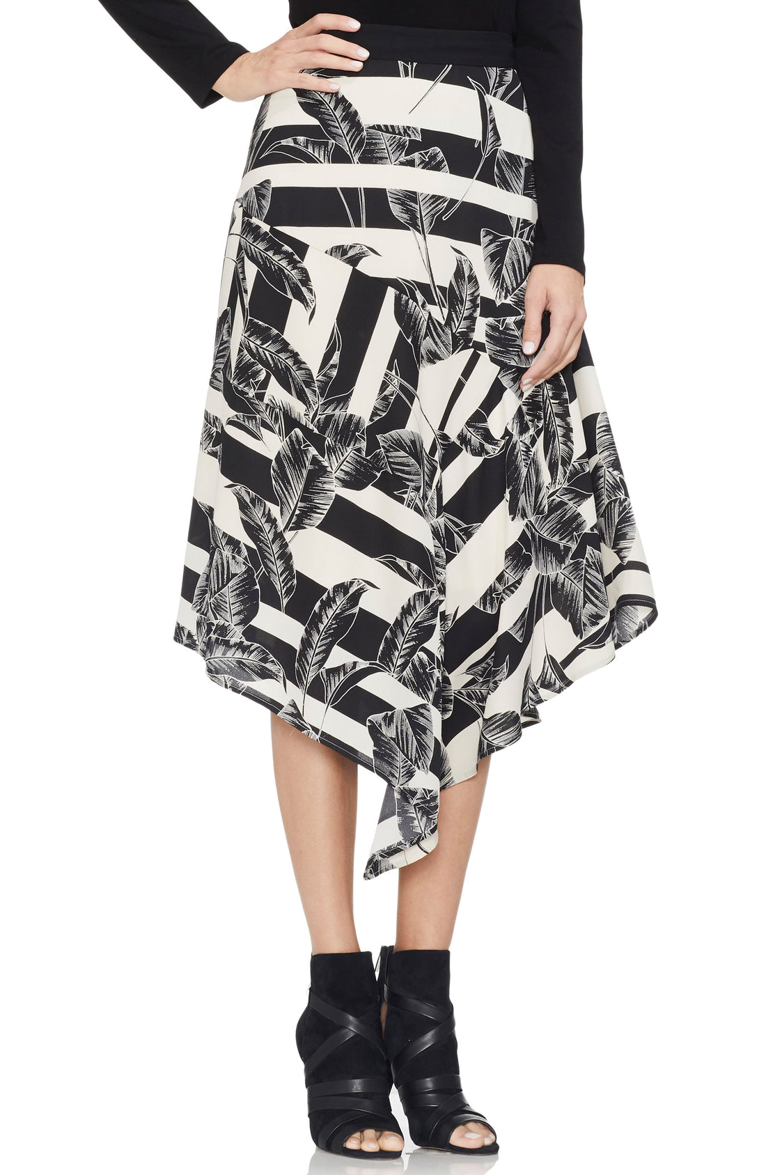 Vince Camuto Womens Tropical Shadows Asymmetrical Skirt