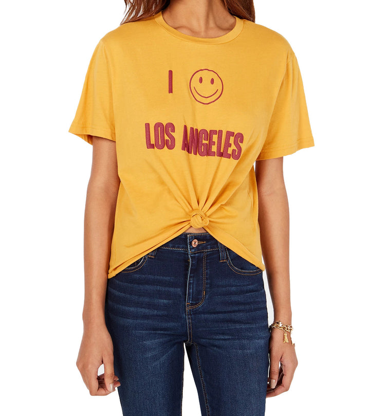 Rebellious One Juniors Los Angeles Tie Front Graphic T-Shirt