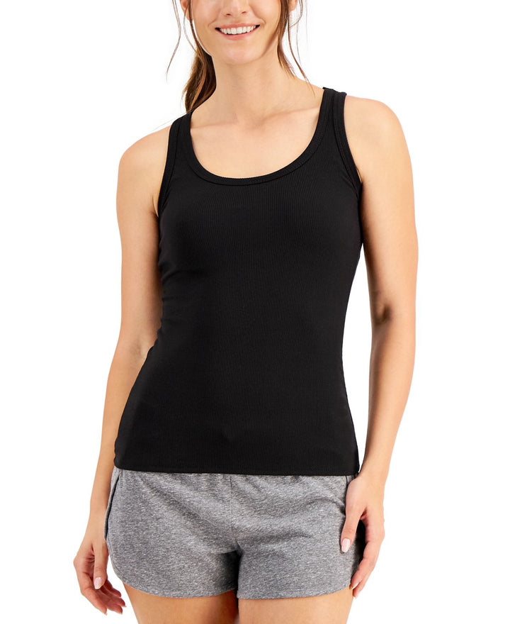 Jenni by Jennifer Moore Womens Solid Ribbed Tank Top