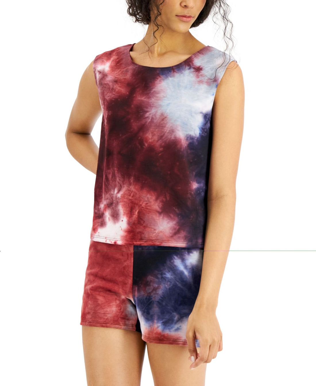 Jenni Womens Printed Tie-Dyed Tank Top & Shorts Sleep Set