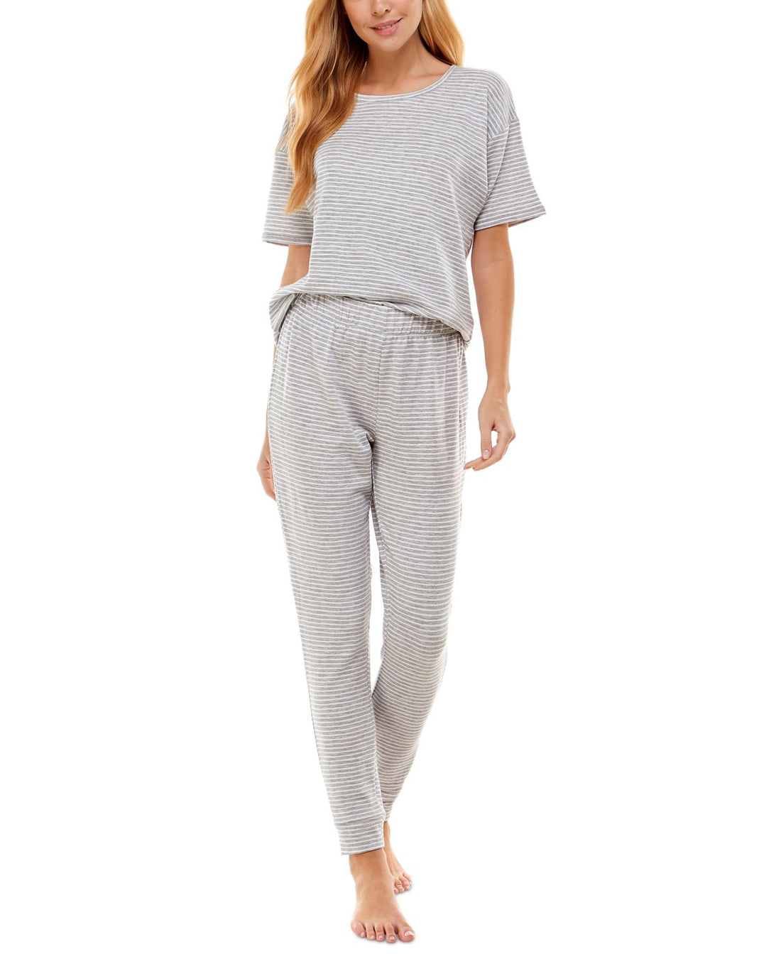 Roudelain Womens Brushed Butter Knit Short Sleeve and Jogger Pajama Set