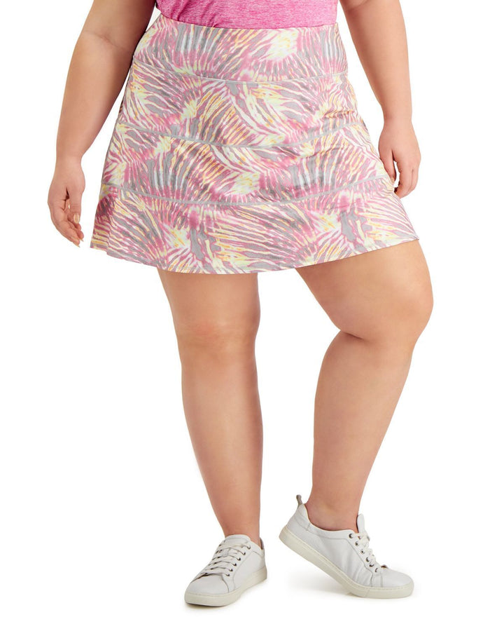 allbrand365 designer Womens Activewear Plus Size Tropical-Print Tiered Skort