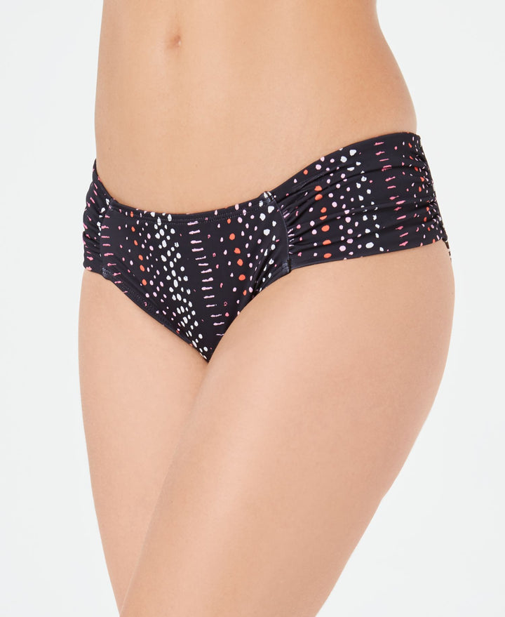 RACHEL Rachel Roy Womens Dot Dash Printed Ruched Side Hipster Bikini Bottom