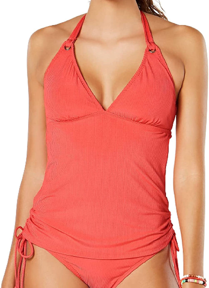 Hula Honey Juniors Ribbed Halter Tankini Swim Top