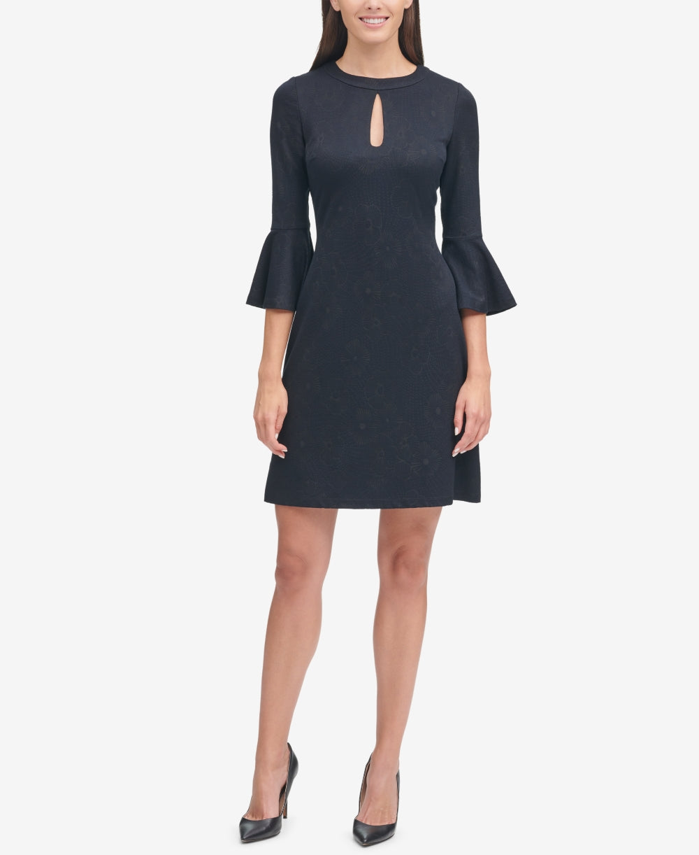 Tommy Hilfiger Womens Bell Sleeve Jacquard Dress