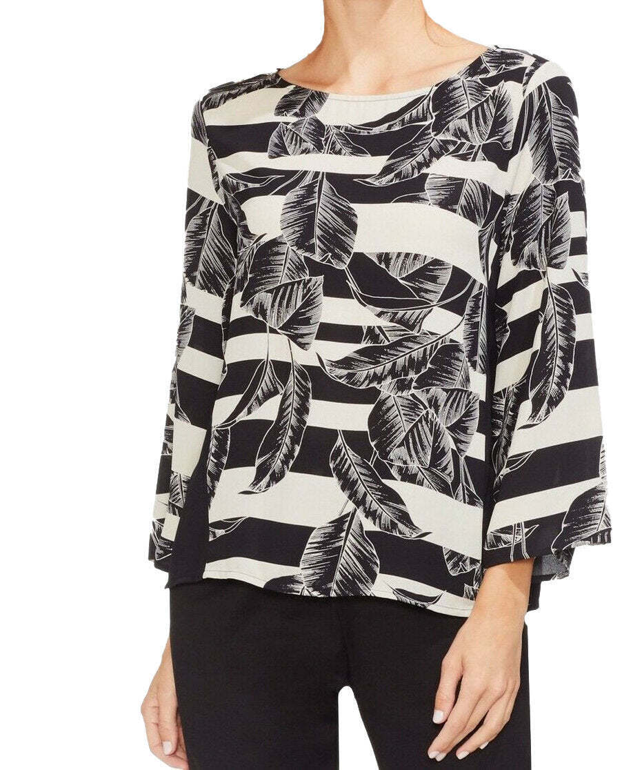 Vince Camuto Womens Printed Bell Sleeve Blouse