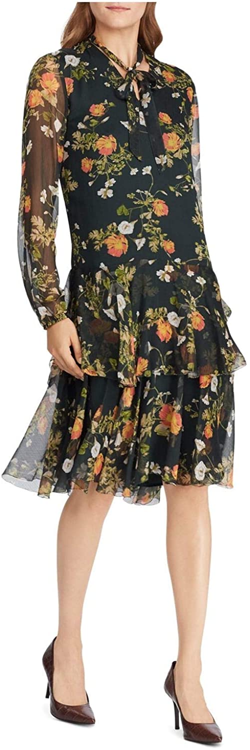 LAUREN RALPH LAUREN Womens Floral Georgette Dress