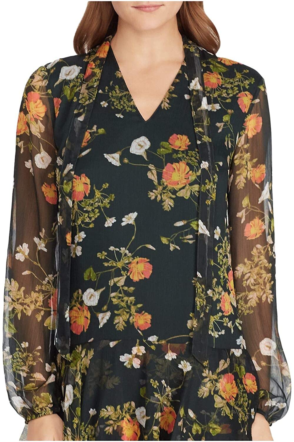 LAUREN RALPH LAUREN Womens Floral Georgette Dress