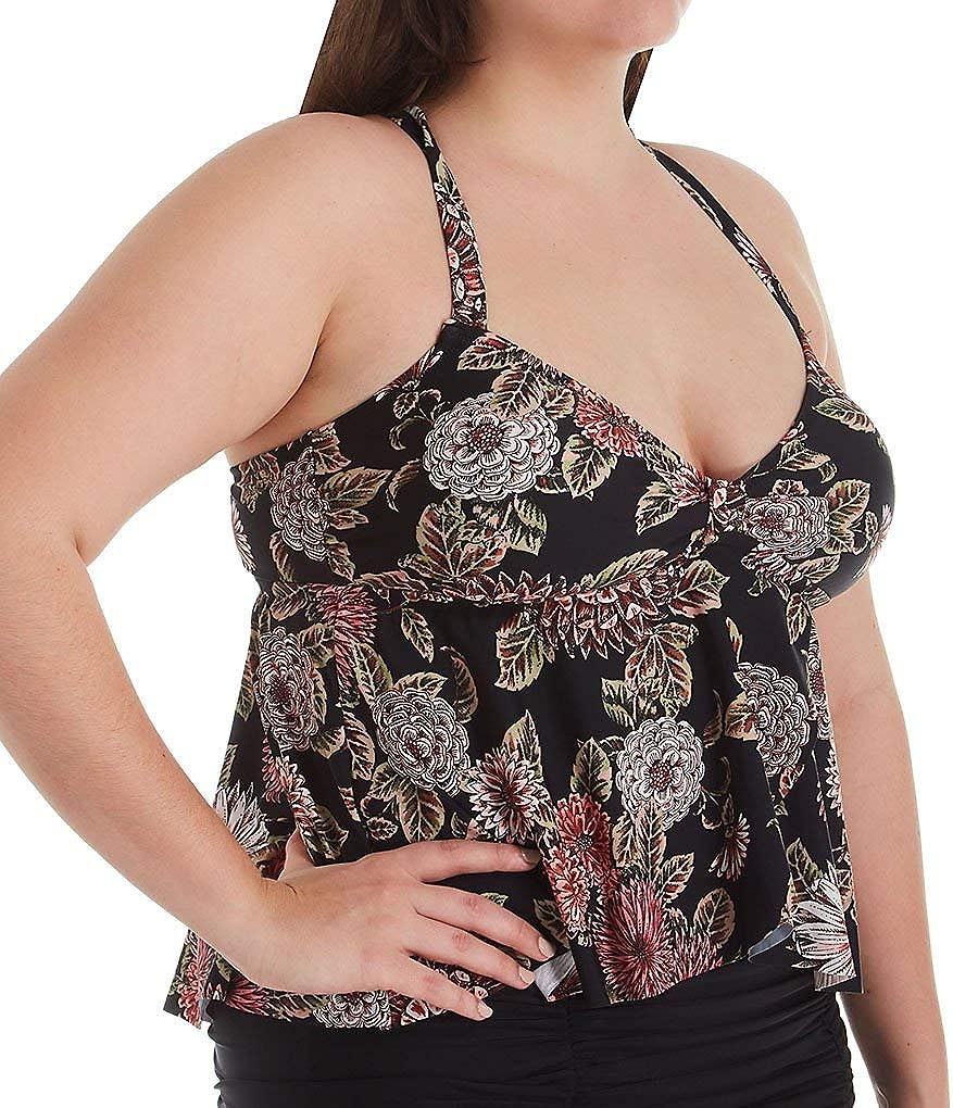 Raisins Curve Womens Plus Size Wild Romance Atlantic Tankini Top