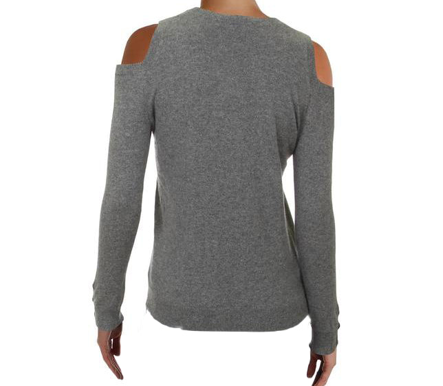 LAUREN RALPH LAUREN Womens Cashmere Cold-Shoulder Sweater