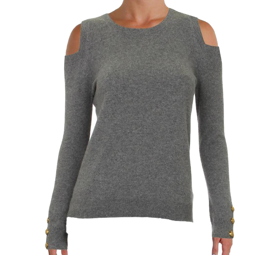 LAUREN RALPH LAUREN Womens Cashmere Cold-Shoulder Sweater