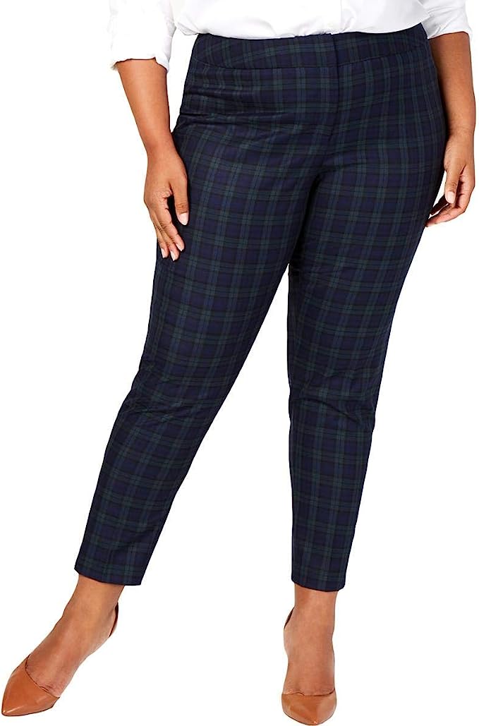 Tommy Hilfiger Womens Plus Size Plaid Straight Leg Pants