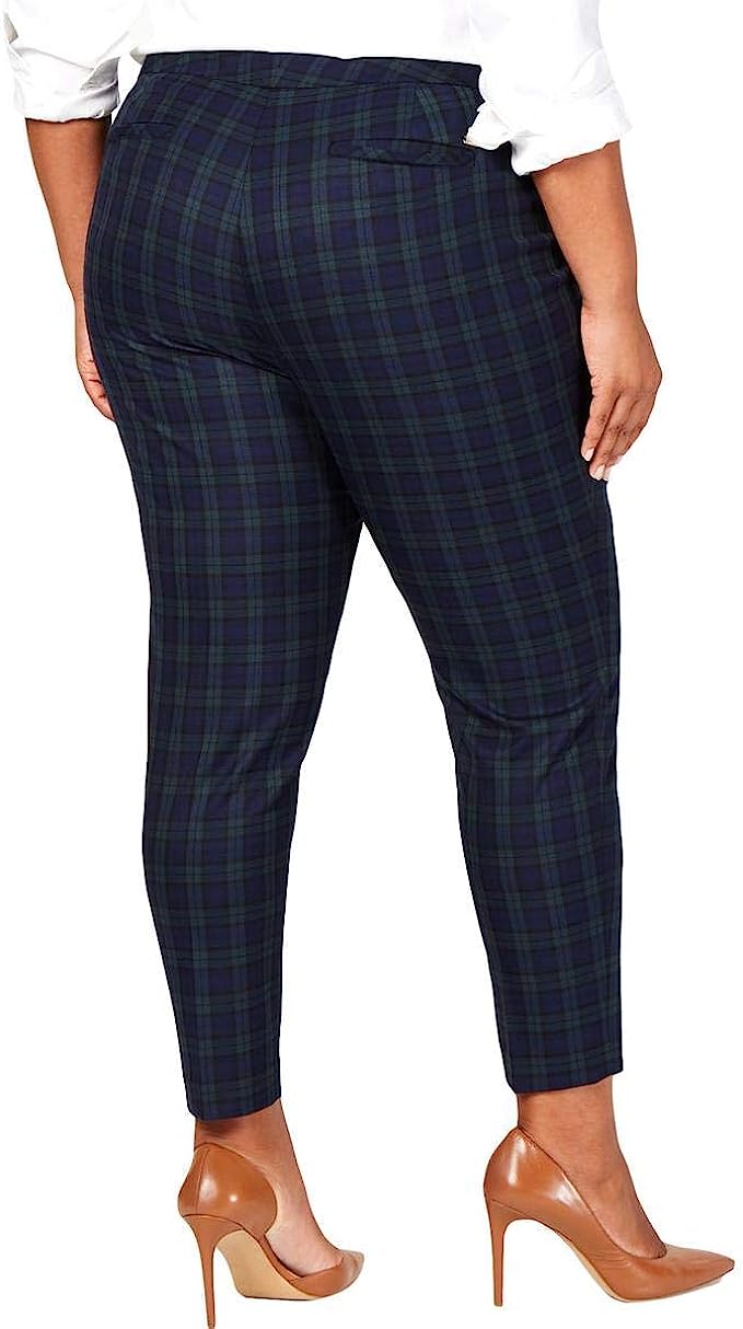 Tommy Hilfiger Womens Plus Size Plaid Straight Leg Pants