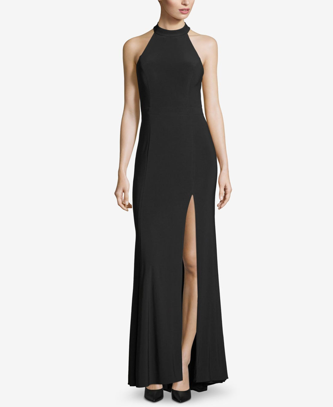 XSCAPE Womens Illusion Waist Halter Gown