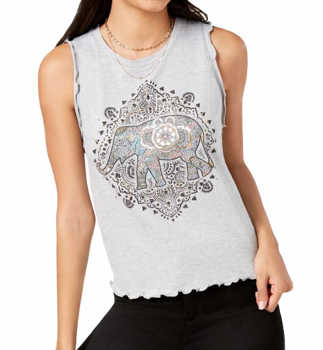 Rebellious One Womens Hamsa Metallic Graphic Tank Top