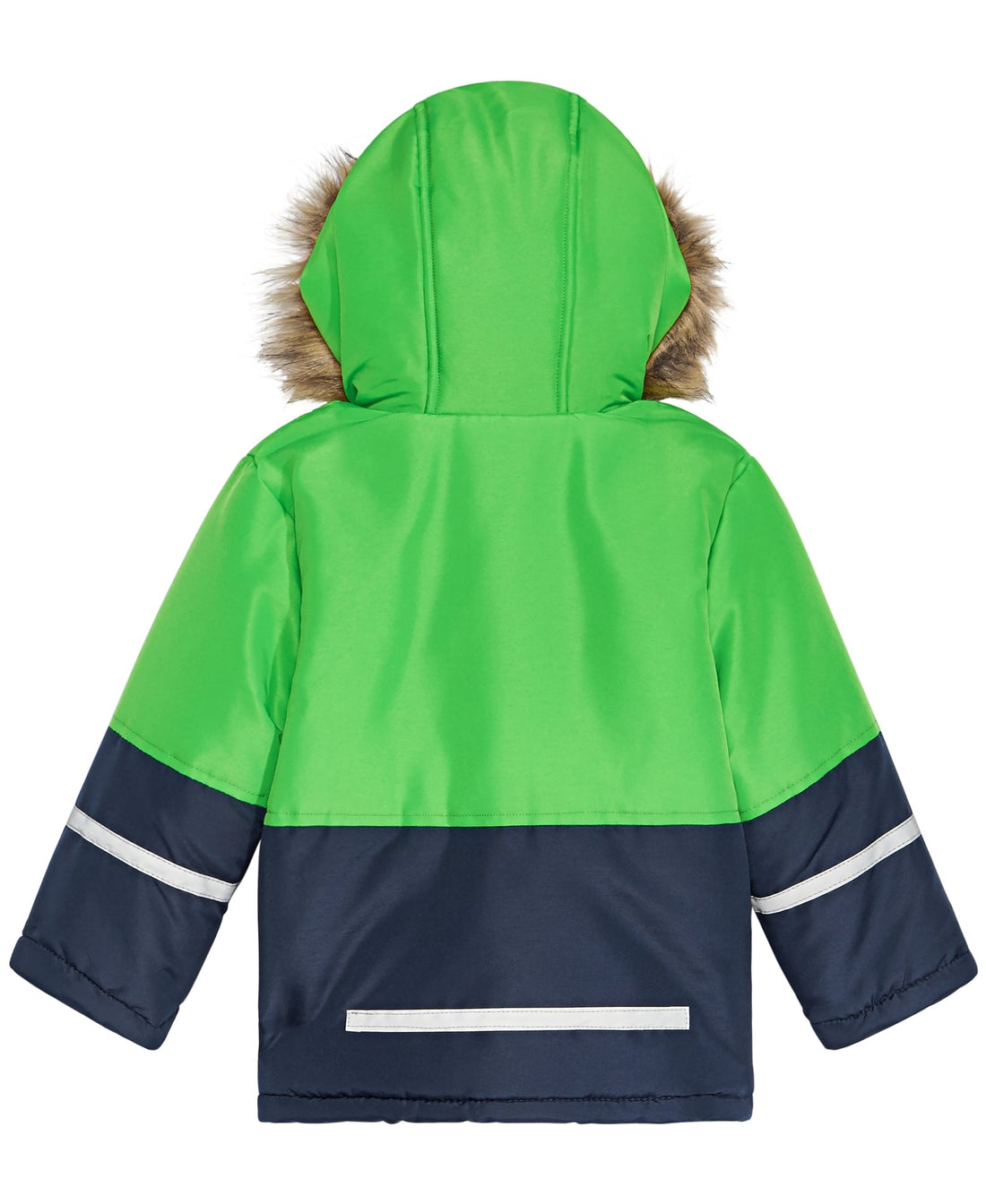 S Rothschild & Co Infant Boys Faux Fur Trim Hooded Color Blocked Jacket