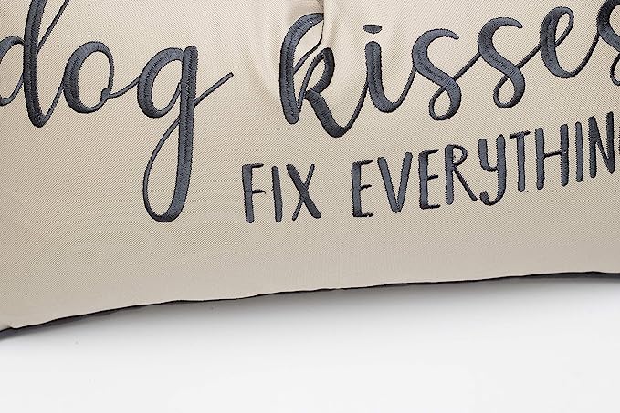 Rudransha Dog Kisses Fix Everything Embroidered Lumbar Accent Throw Pillowcase,