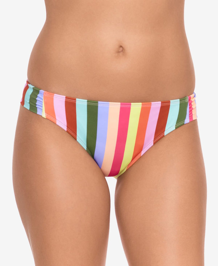 Salt + Cove Womens Cabana Stripes Tab-Side Hipster Bikini Bottoms